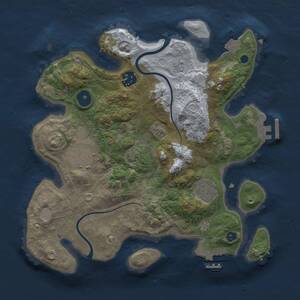 Thumbnail Rust Map: Procedural Map, Size: 3000, Seed: 1688799066, 8 Monuments