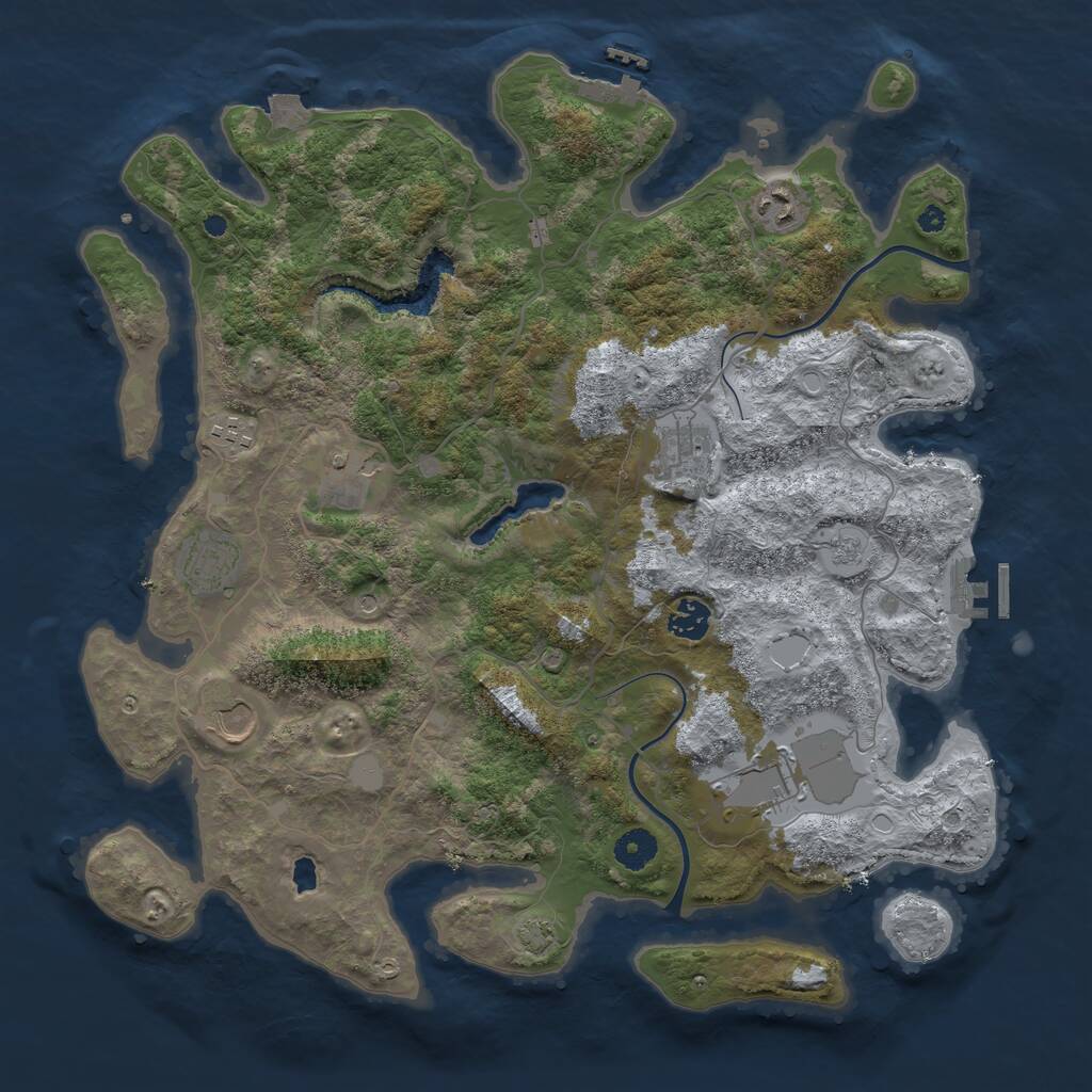 Rust Map: Procedural Map, Size: 4000, Seed: 1320498436, 14 Monuments