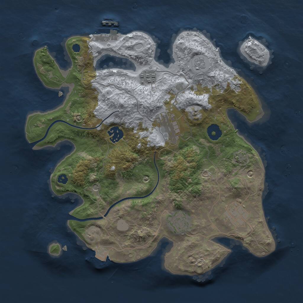 Rust Map: Procedural Map, Size: 3000, Seed: 14537, 10 Monuments