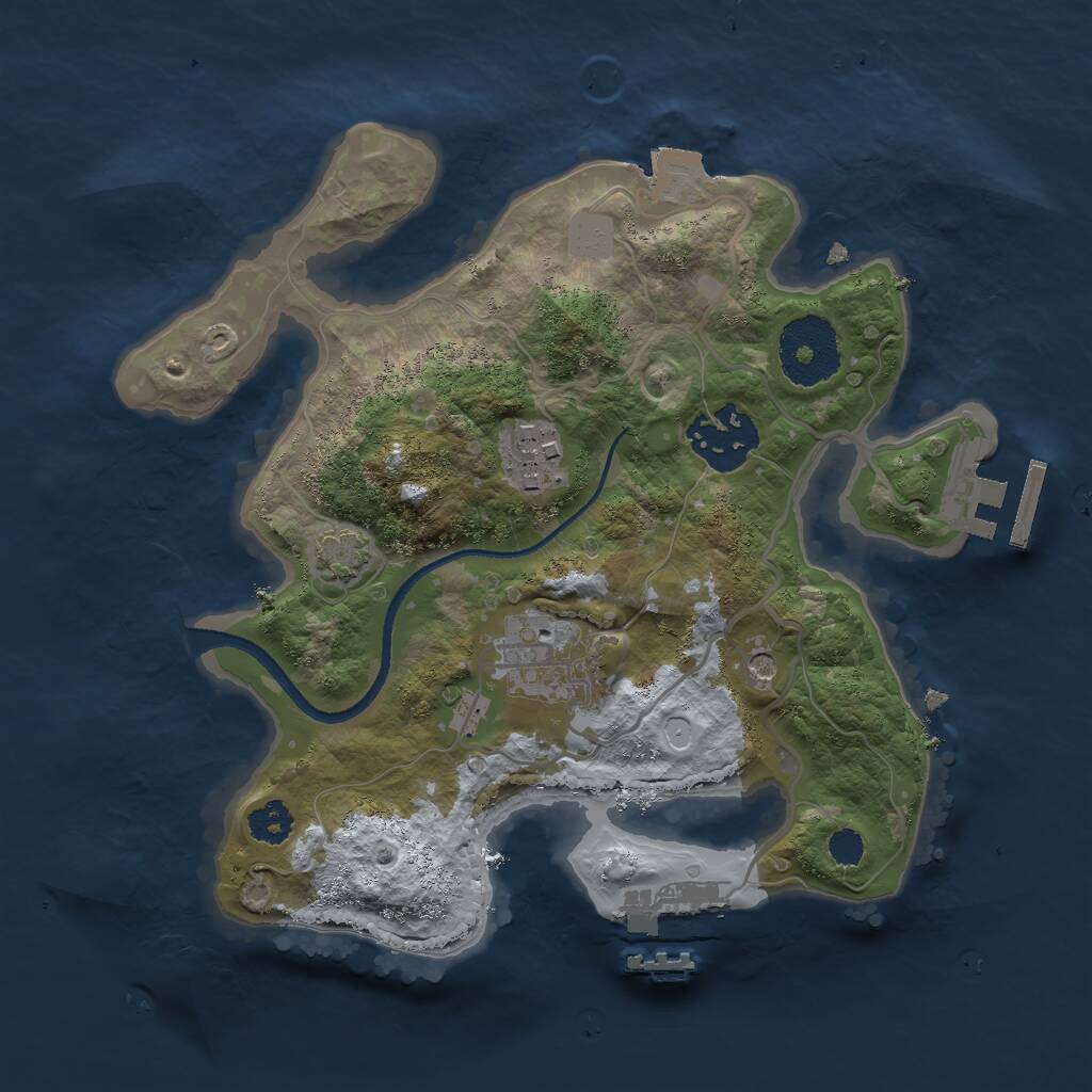 Rust Map: Procedural Map, Size: 2500, Seed: 57835974, 8 Monuments