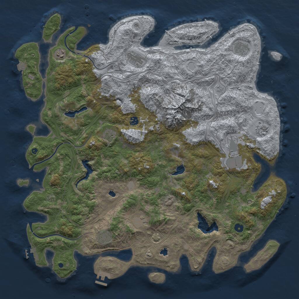 Rust Map: Procedural Map, Size: 5000, Seed: 6733, 16 Monuments