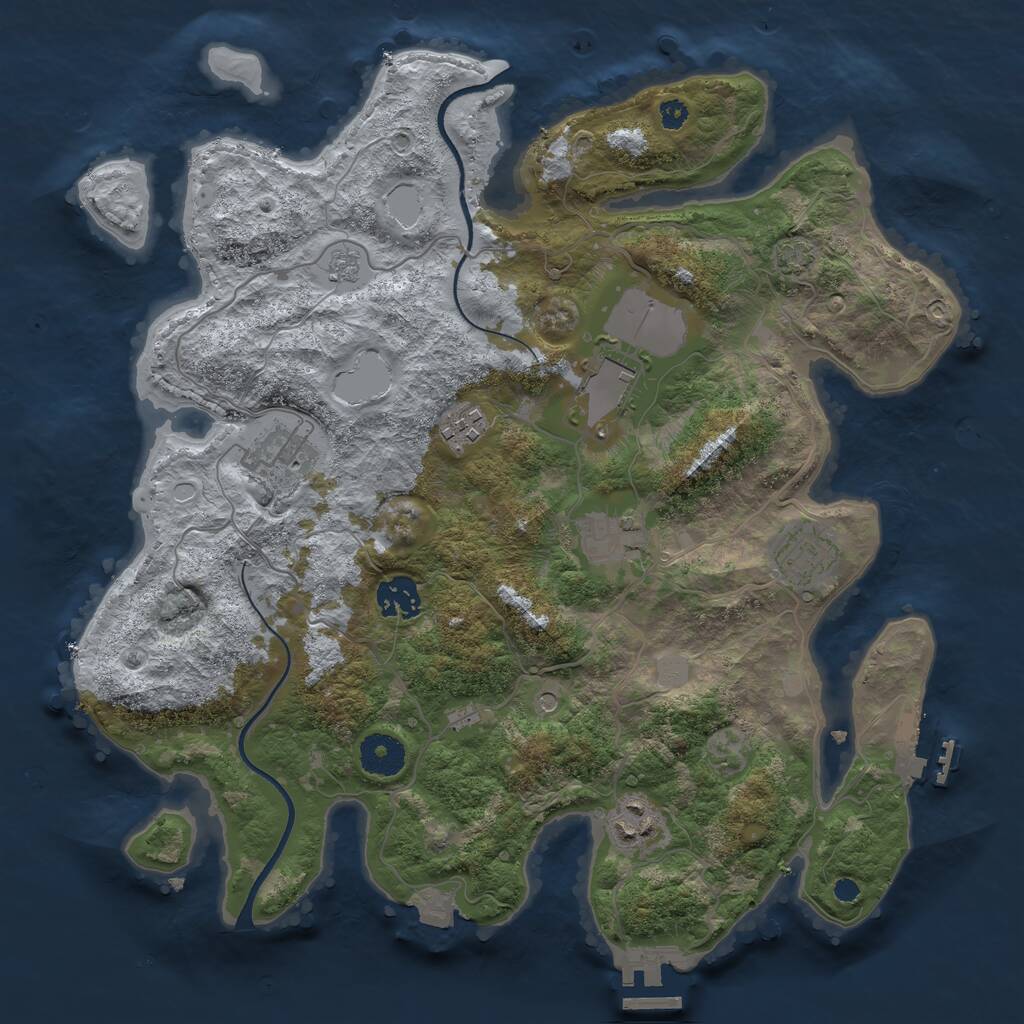 Rust Map: Procedural Map, Size: 3500, Seed: 847289245, 13 Monuments