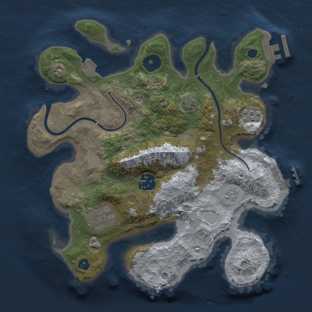 Rust Map: Procedural Map, Size: 2750, Seed: 23861546, 9 Monuments