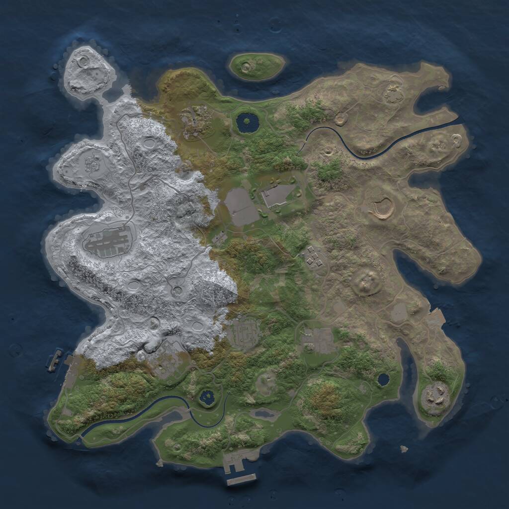 Rust Map: Procedural Map, Size: 3500, Seed: 1754207495, 15 Monuments