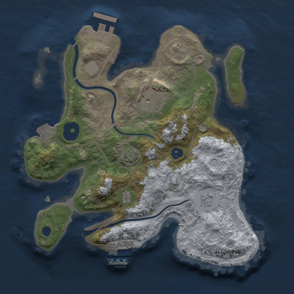 Rust Map: Procedural Map, Size: 2500, Seed: 35198, 6 Monuments