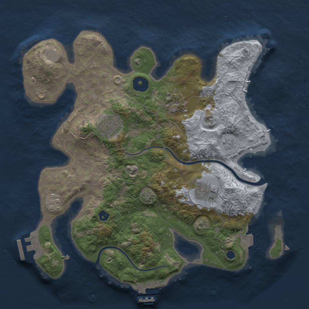 Rust Map: Procedural Map, Size: 3000, Seed: 1063752, 9 Monuments