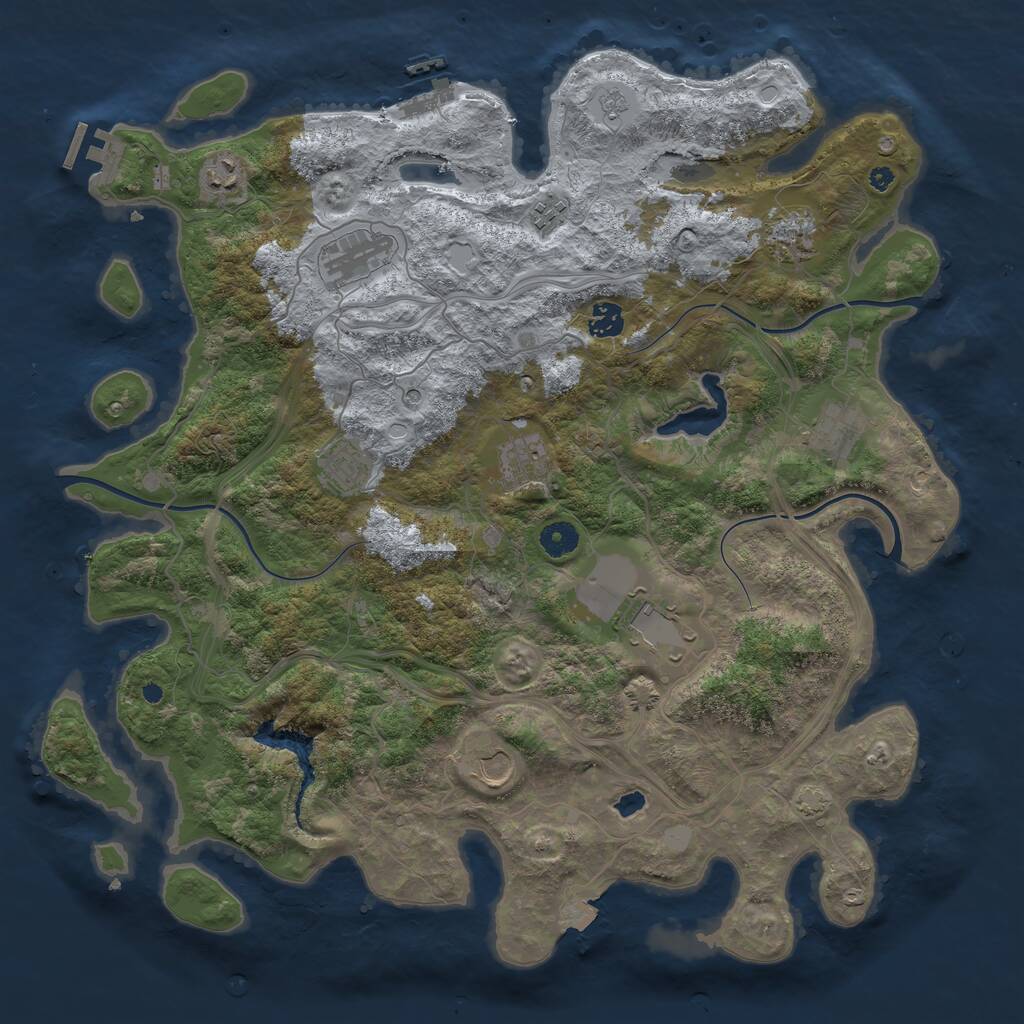 Rust Map: Procedural Map, Size: 4250, Seed: 1285877549, 16 Monuments