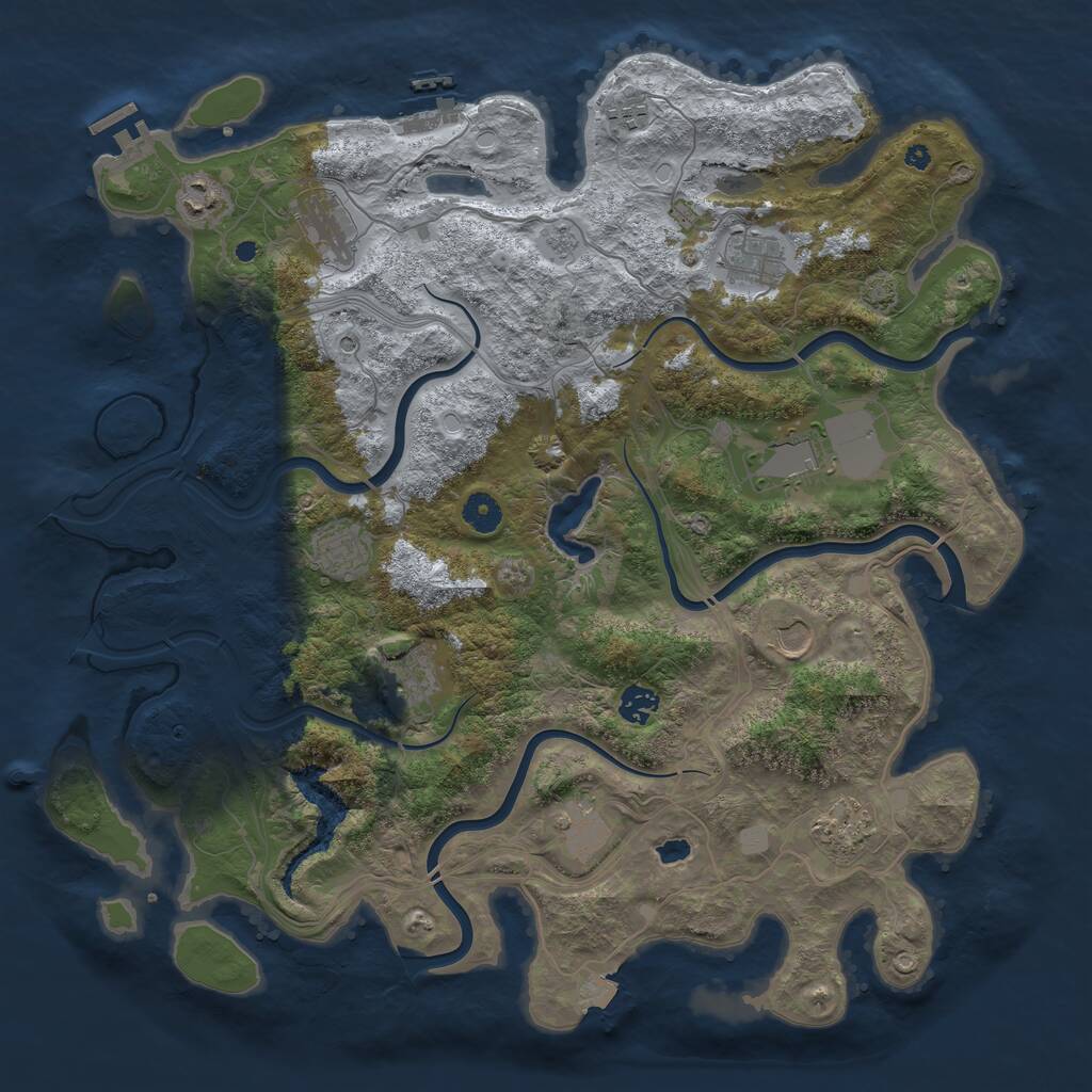 Rust Map: Procedural Map, Size: 4250, Seed: 1285877549, 17 Monuments