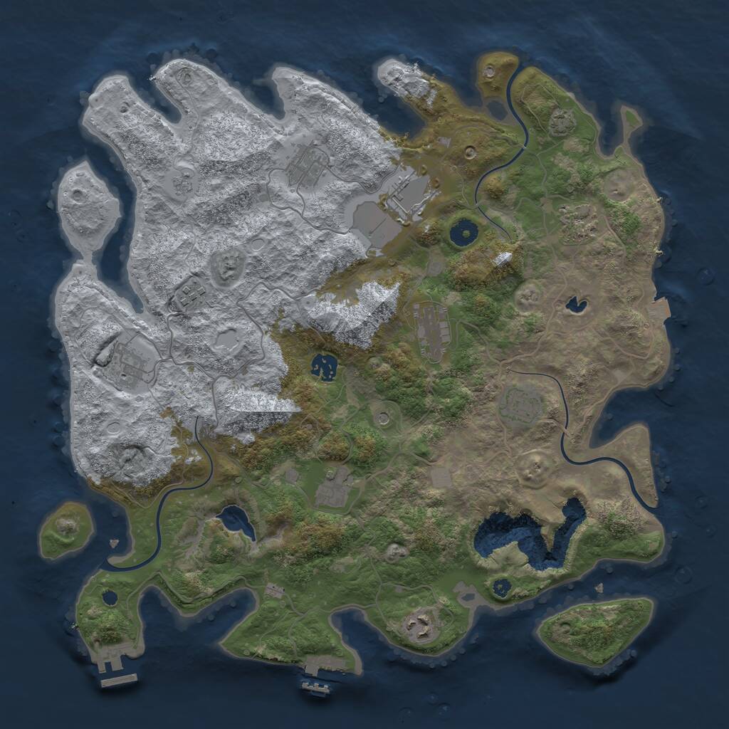 Rust Map: Procedural Map, Size: 4050, Seed: 836725342, 16 Monuments