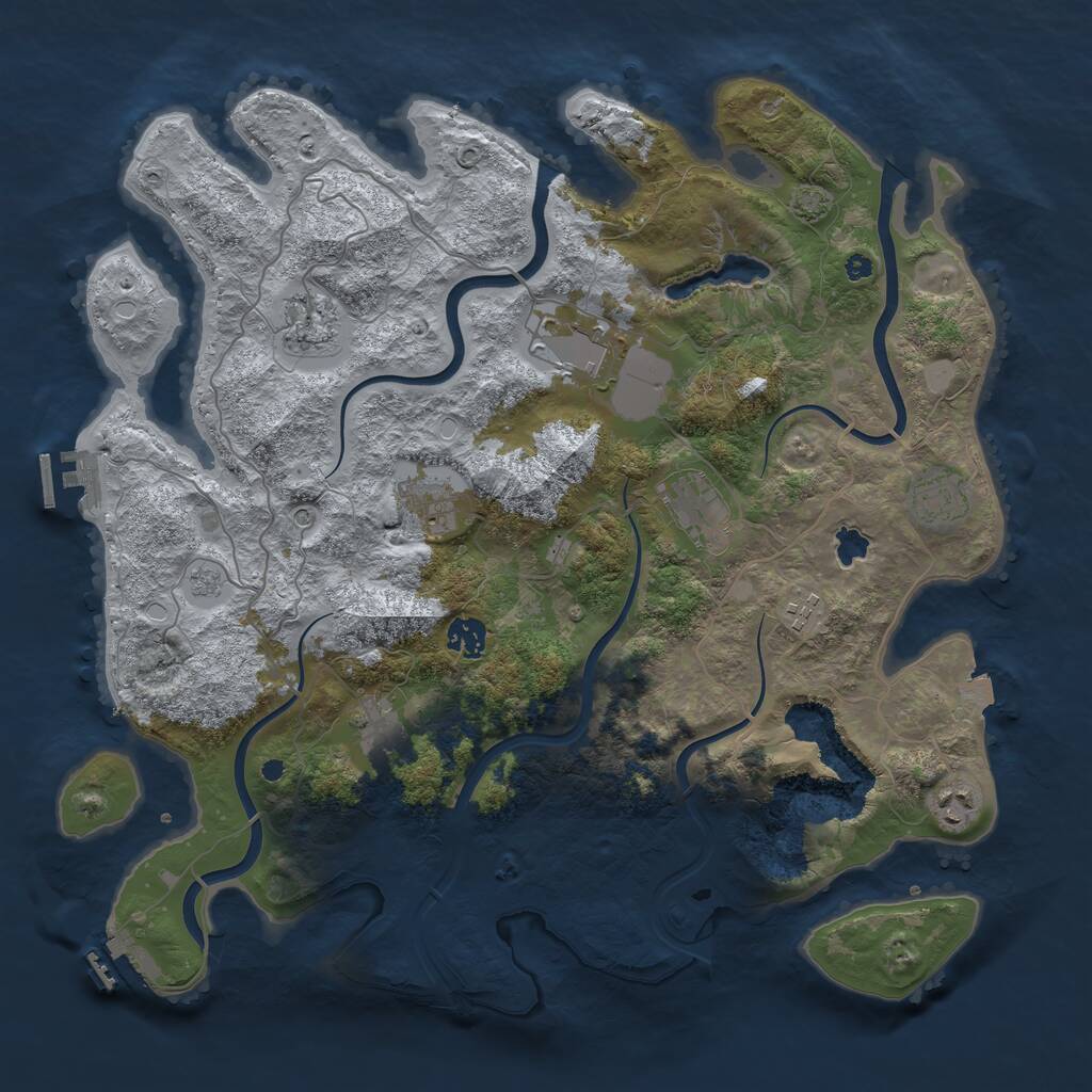 Rust Map: Procedural Map, Size: 4050, Seed: 836725342, 15 Monuments