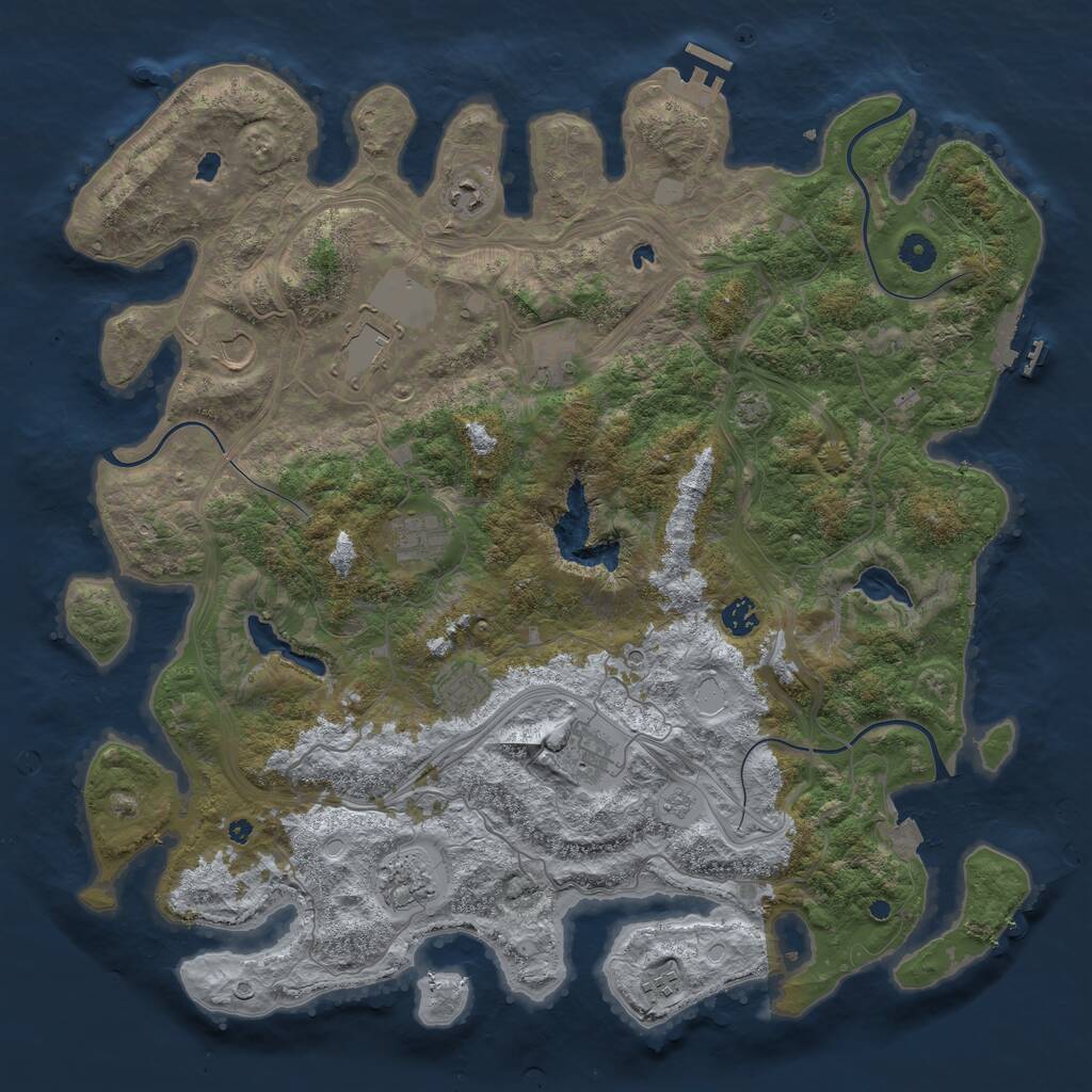 Rust Map: Procedural Map, Size: 4500, Seed: 1750608120, 16 Monuments