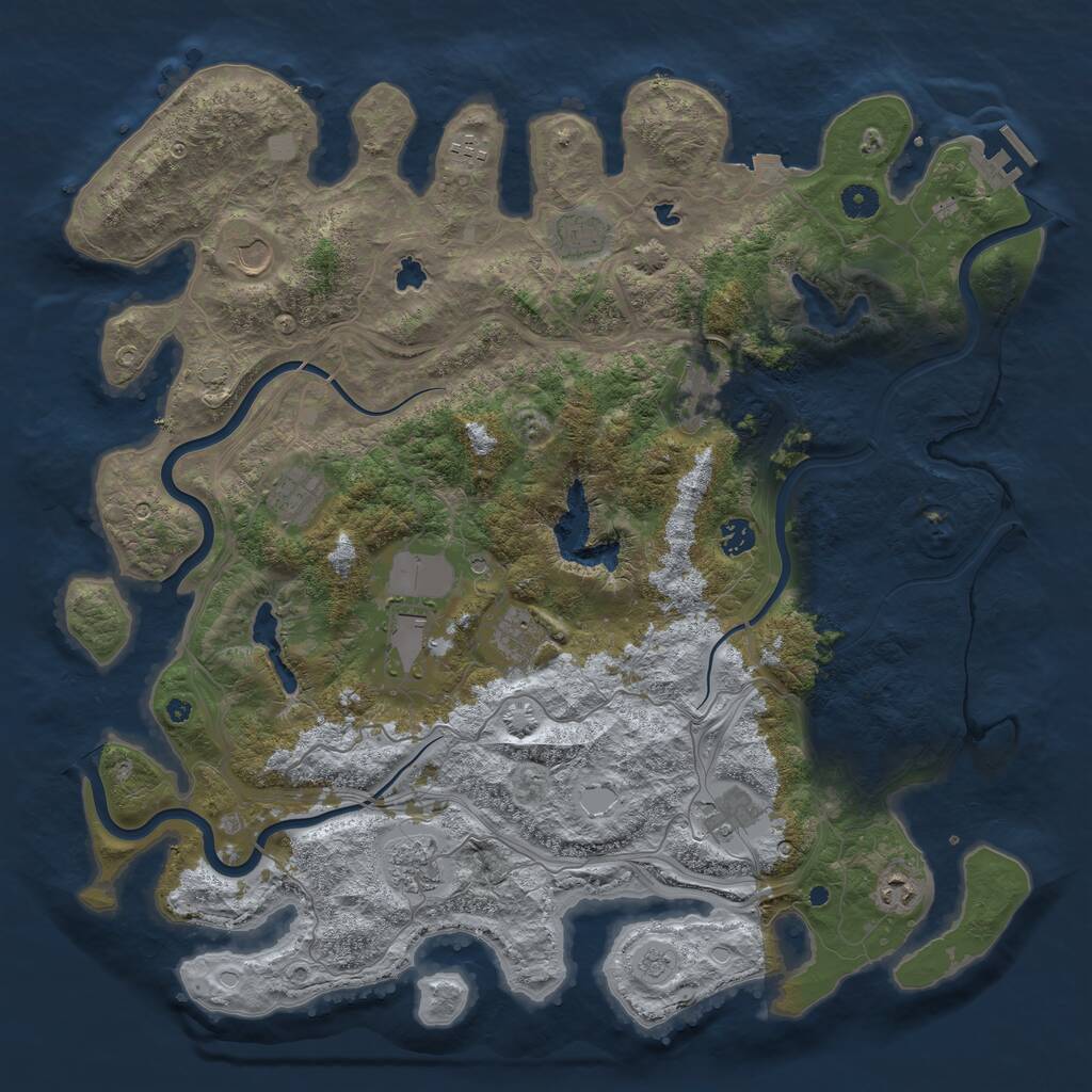 Rust Map: Procedural Map, Size: 4500, Seed: 1750608120, 16 Monuments