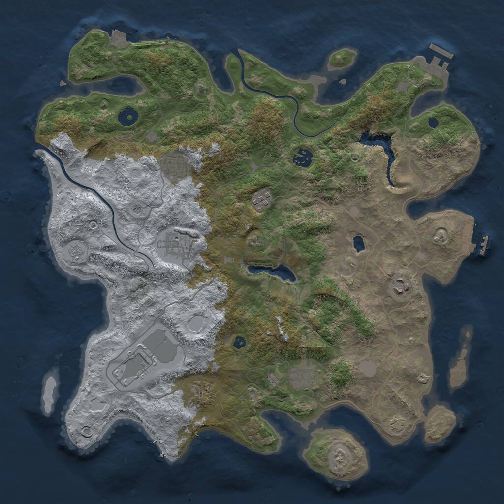 Rust Map: Procedural Map, Size: 4000, Seed: 990552, 14 Monuments