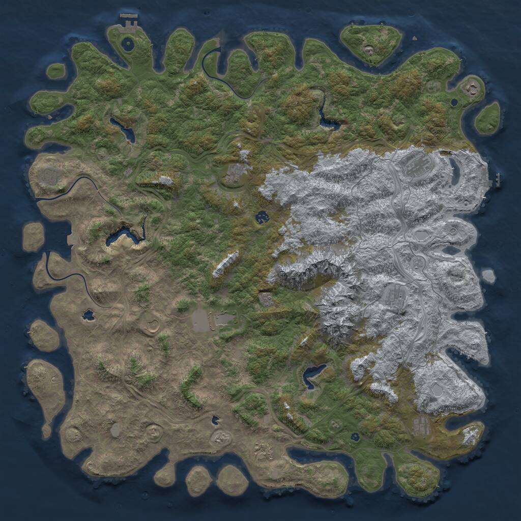 Rust Map: Procedural Map, Size: 6000, Seed: 197660767, 17 Monuments