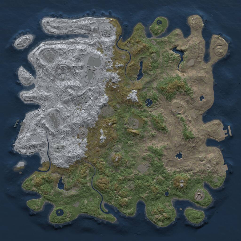 Rust Map: Procedural Map, Size: 4800, Seed: 366280612, 17 Monuments