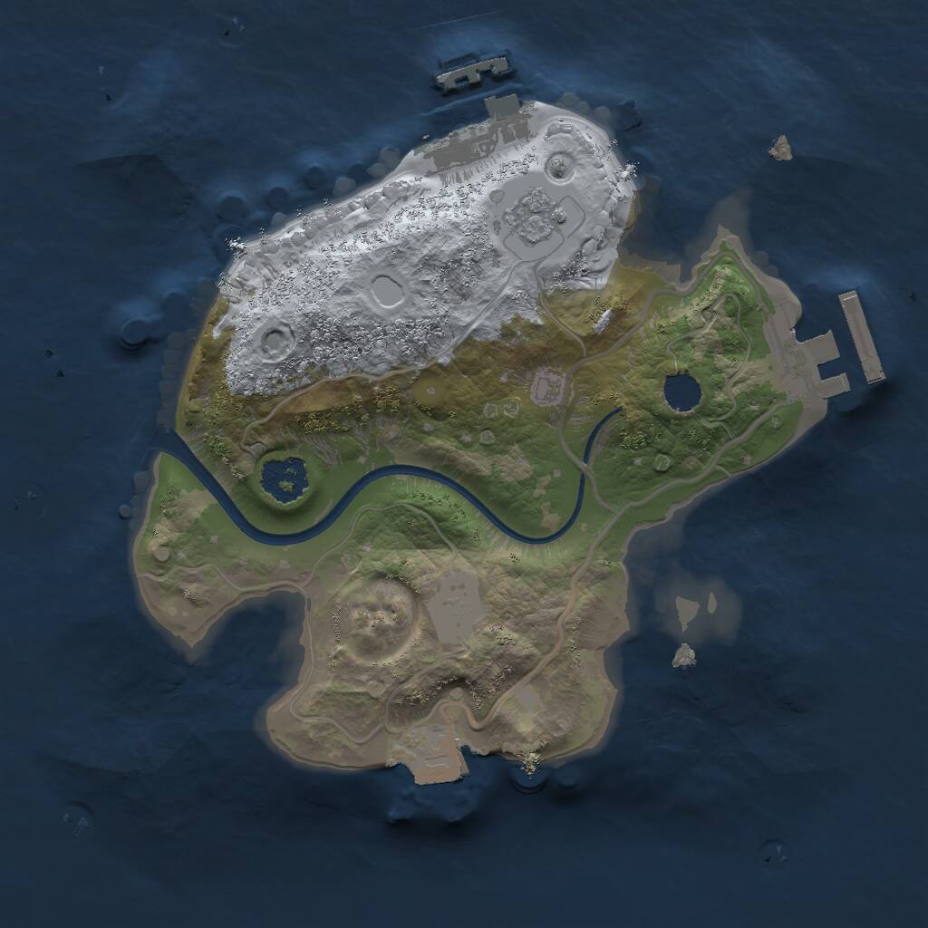 Rust Map: Procedural Map, Size: 2000, Seed: 1977882505, 4 Monuments