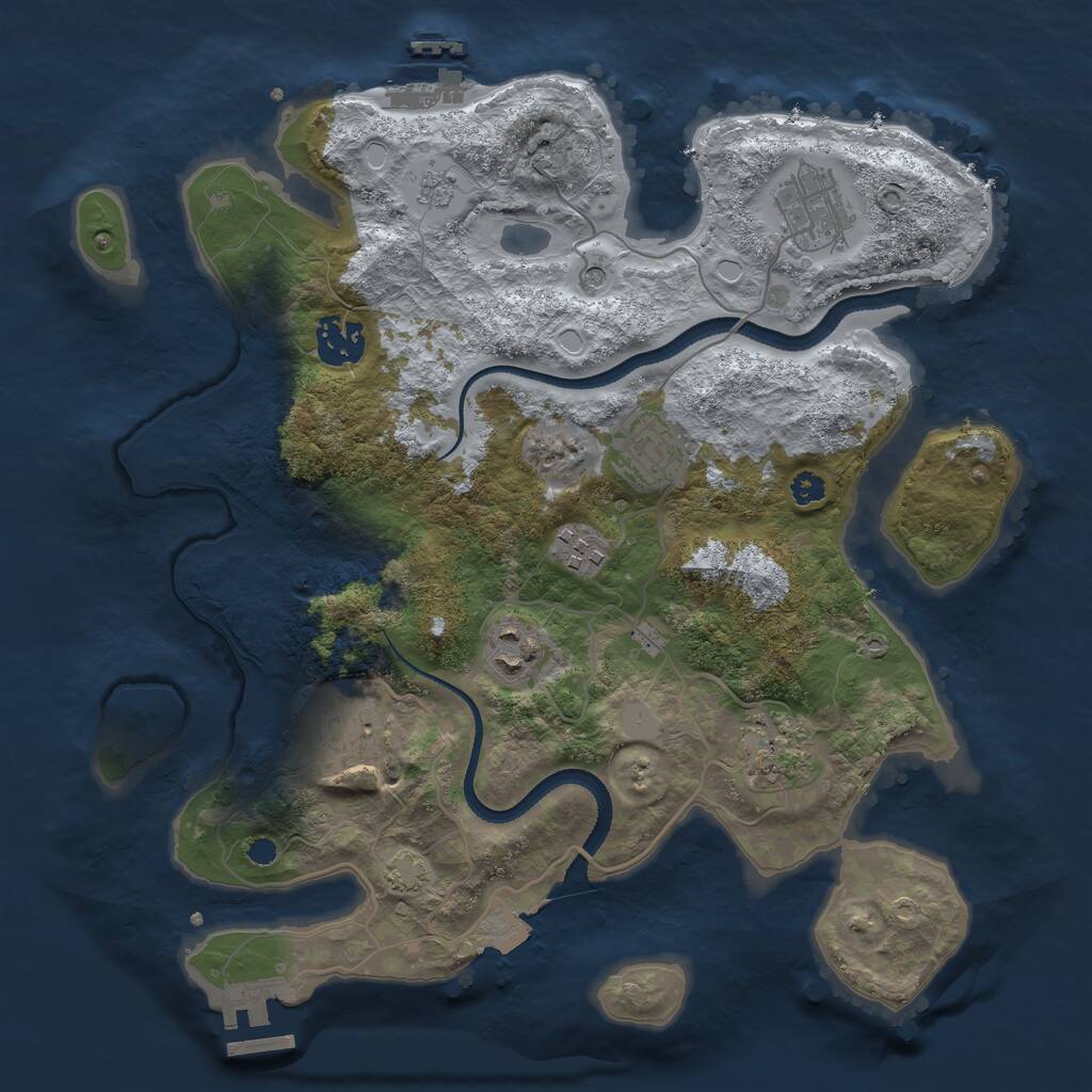 Rust Map: Procedural Map, Size: 3250, Seed: 1875461953, 13 Monuments