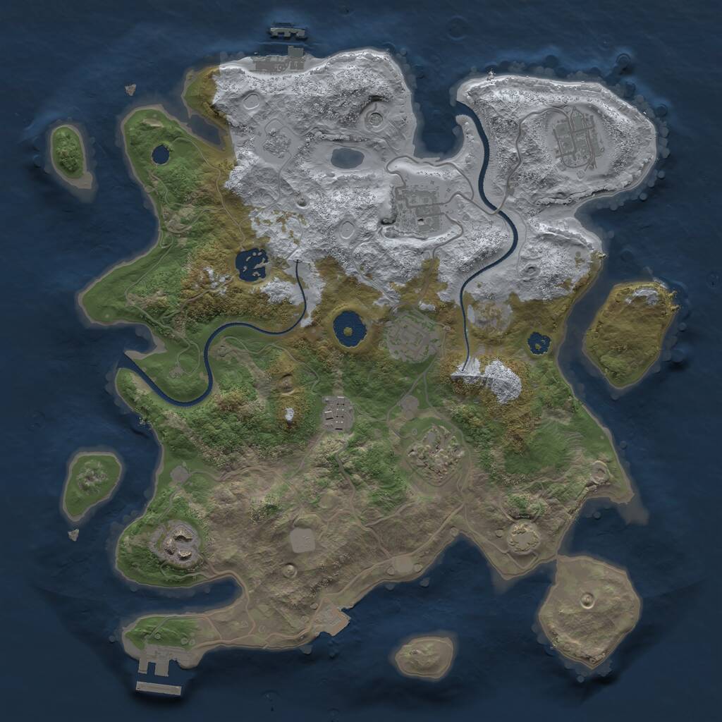 Rust Map: Procedural Map, Size: 3250, Seed: 1875461953, 13 Monuments