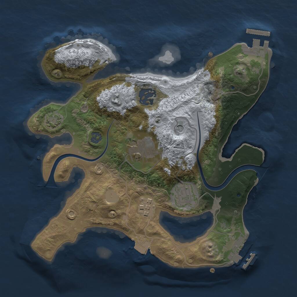 Rust Map: Procedural Map, Size: 2500, Seed: 204288690, 11 Monuments