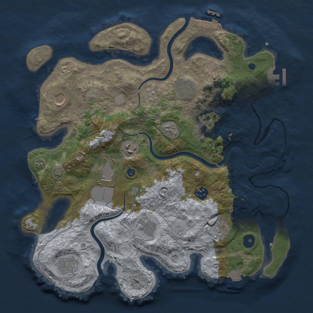 Rust Map: Procedural Map, Size: 3700, Seed: 191500332, 16 Monuments