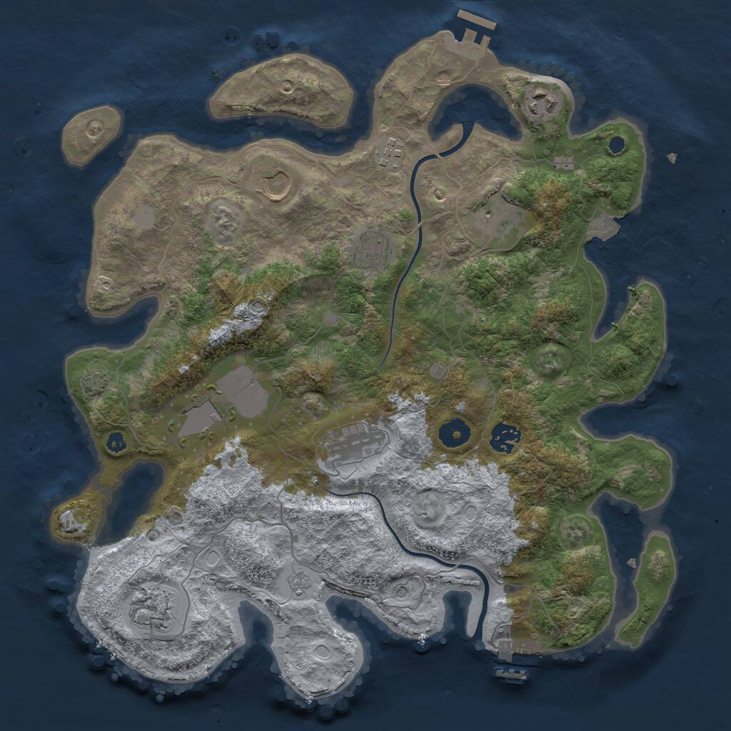 Rust Map: Procedural Map, Size: 3700, Seed: 191500332, 15 Monuments