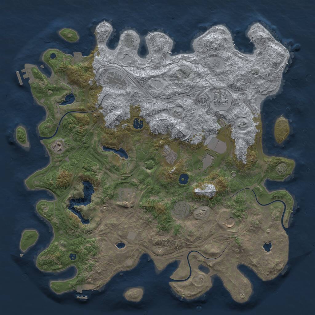 Rust Map: Procedural Map, Size: 4500, Seed: 1875461953, 16 Monuments