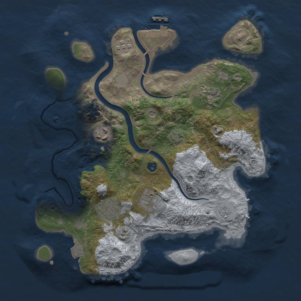 Rust Map: Procedural Map, Size: 3000, Seed: 1828429683, 10 Monuments