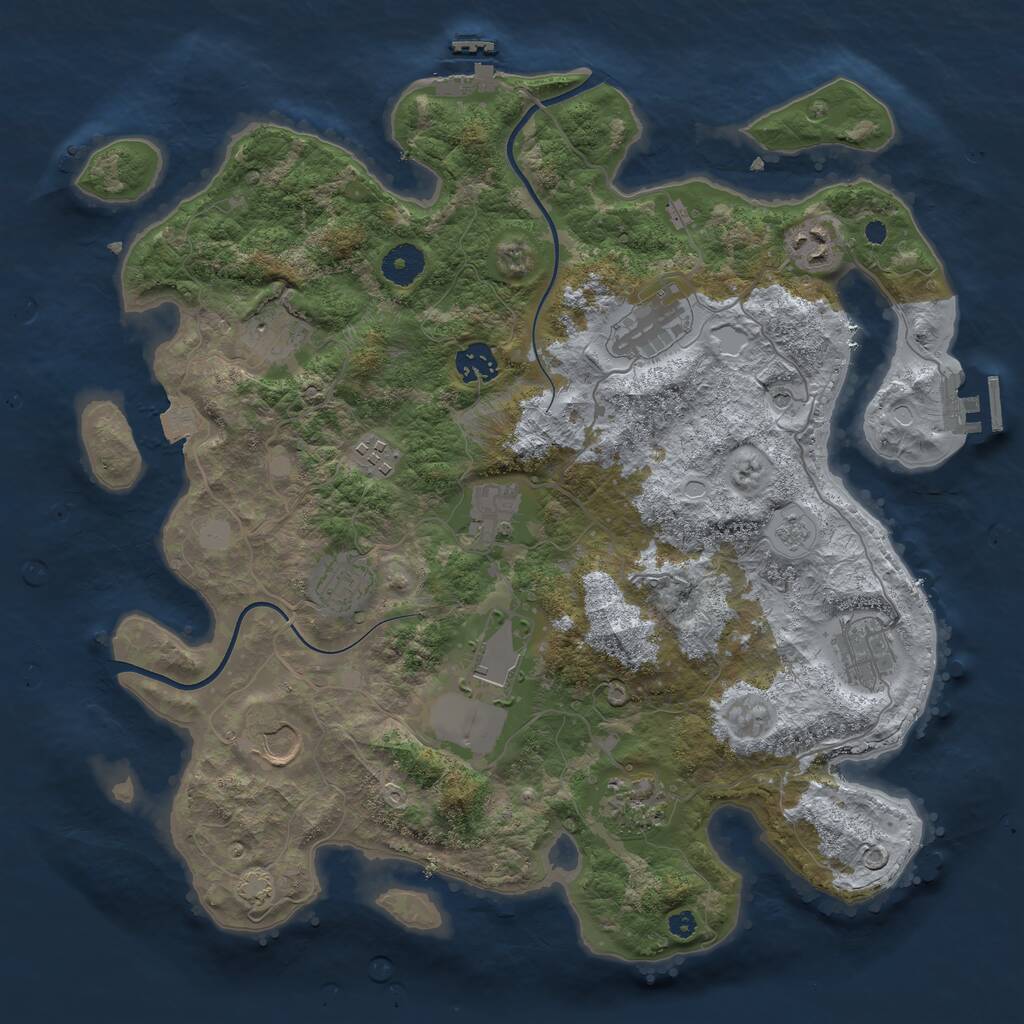 Rust Map: Procedural Map, Size: 3750, Seed: 430746099, 17 Monuments
