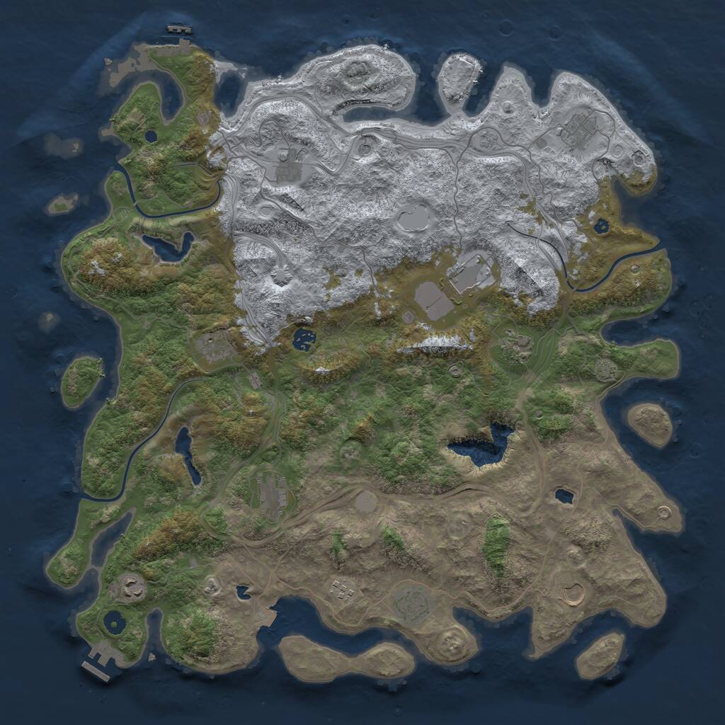 Rust Map: Procedural Map, Size: 4800, Seed: 1861037522, 17 Monuments