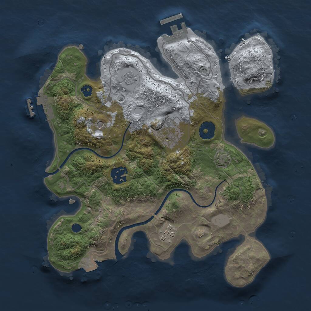 Rust Map: Procedural Map, Size: 2700, Seed: 943201357, 9 Monuments