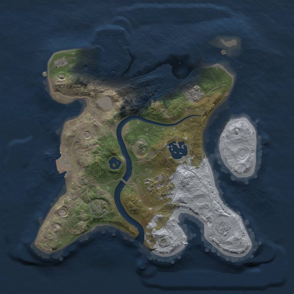 Rust Map: Procedural Map, Size: 2400, Seed: 3130595, 8 Monuments