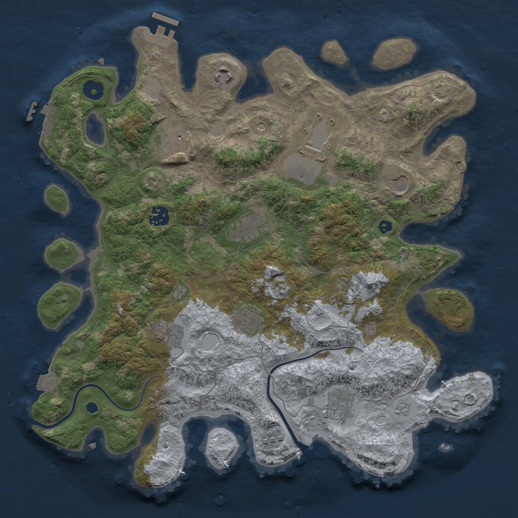 Rust Map: Procedural Map, Size: 3800, Seed: 1302581213, 17 Monuments