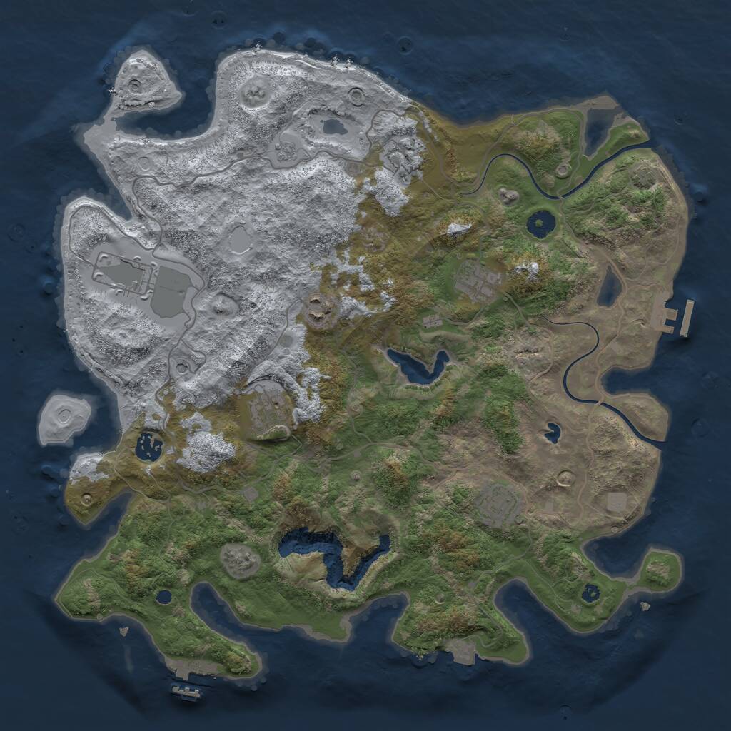 Rust Map: Procedural Map, Size: 4000, Seed: 91888483, 13 Monuments