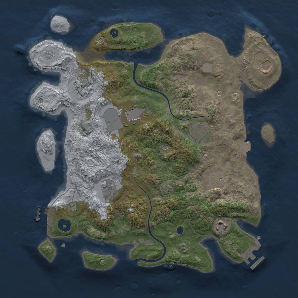 Rust Map: Procedural Map, Size: 3500, Seed: 1109276615, 13 Monuments