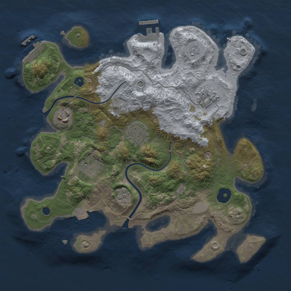 Rust Map: Procedural Map, Size: 3000, Seed: 2102191333, 10 Monuments