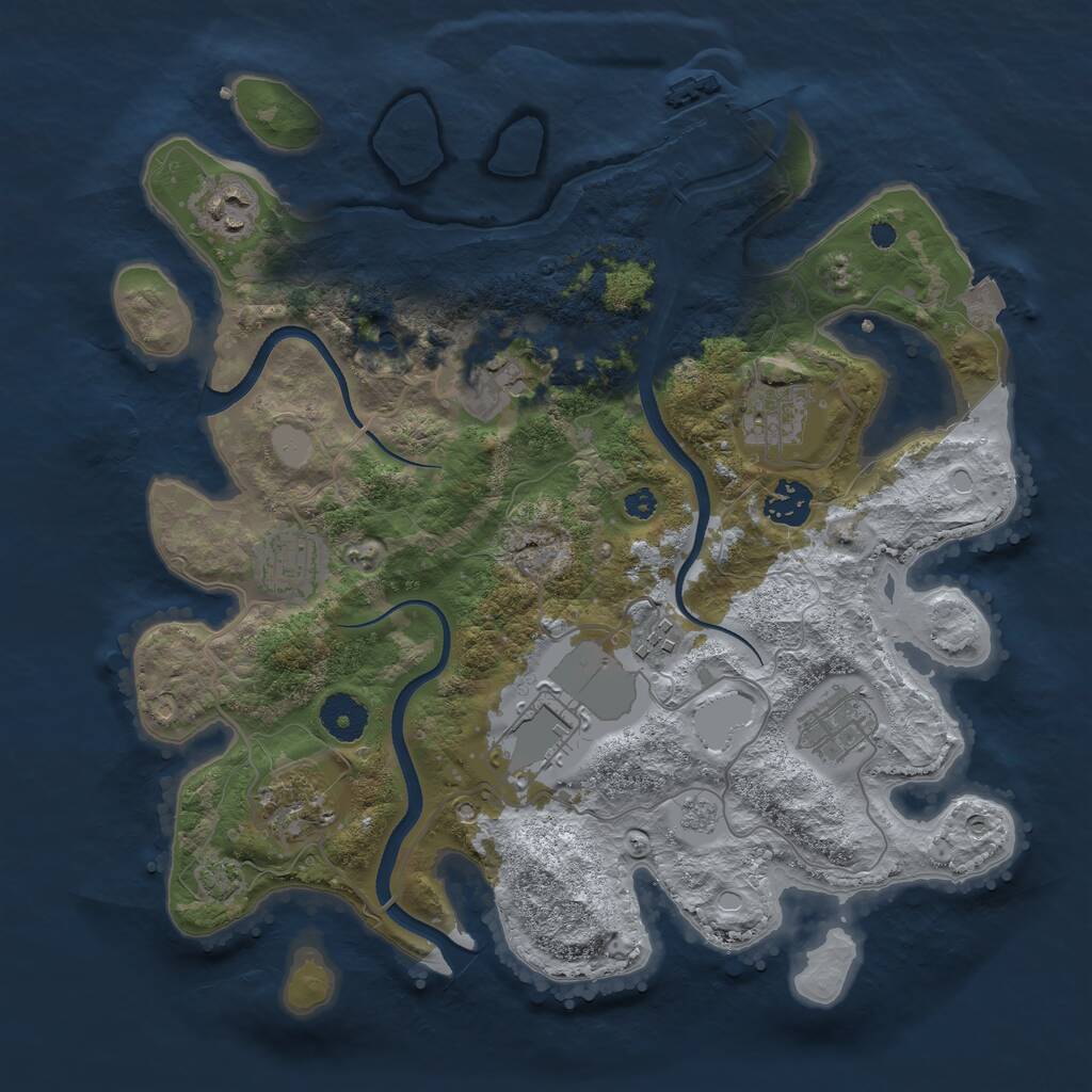 Rust Map: Procedural Map, Size: 3500, Seed: 530427733, 14 Monuments