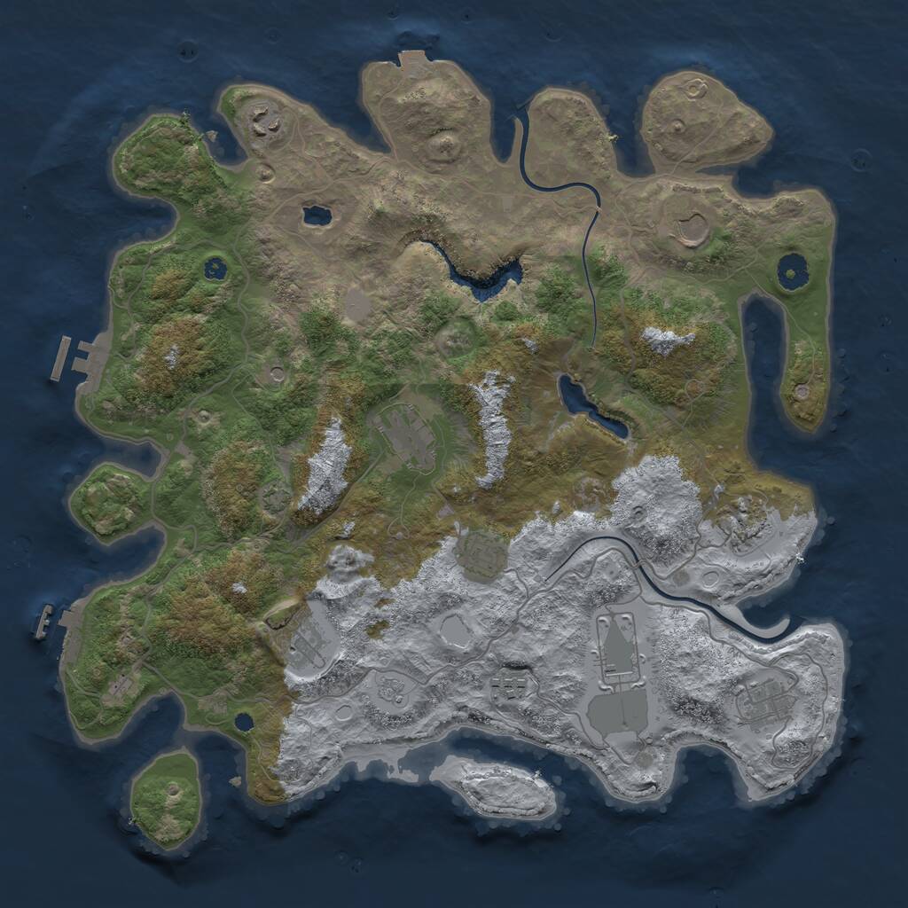 Rust Map: Procedural Map, Size: 4000, Seed: 725311, 15 Monuments