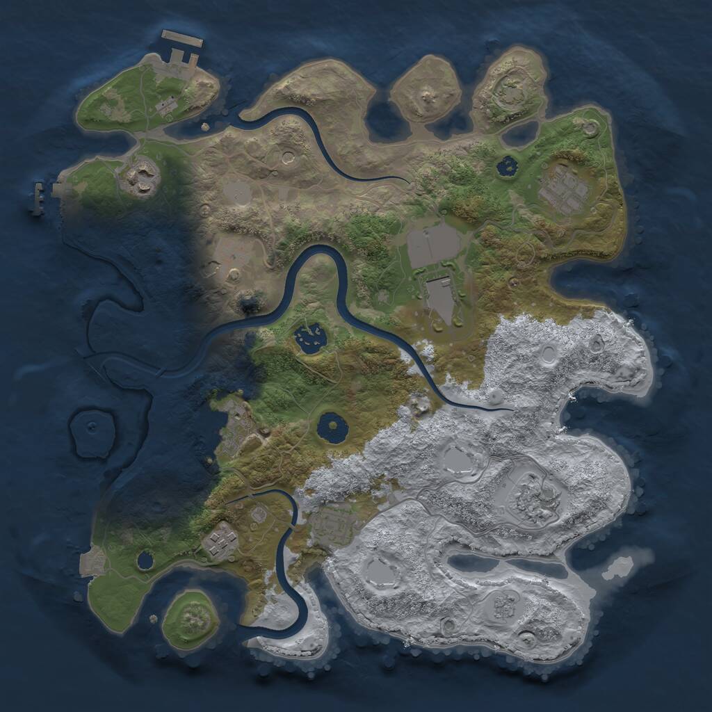 Rust Map: Procedural Map, Size: 3500, Seed: 1254873518, 15 Monuments