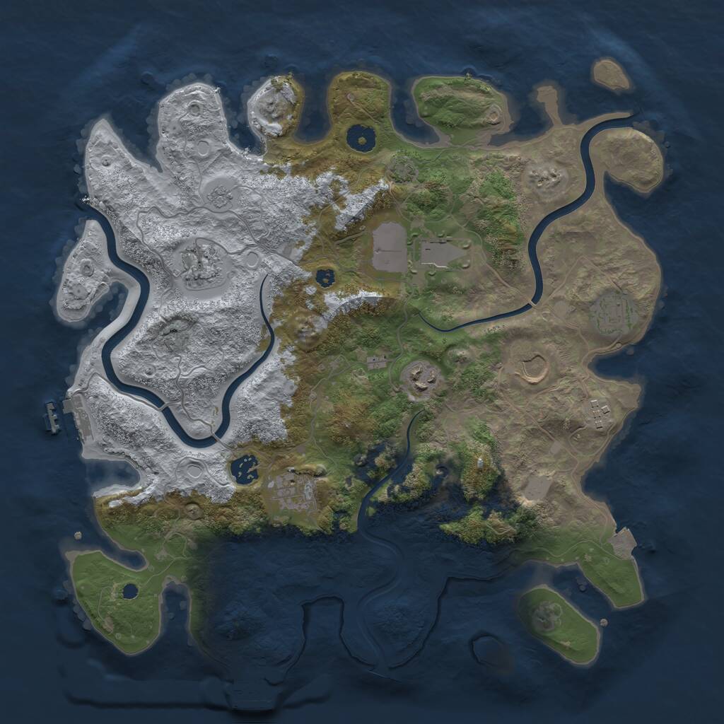 Rust Map: Procedural Map, Size: 3800, Seed: 1281141305, 14 Monuments