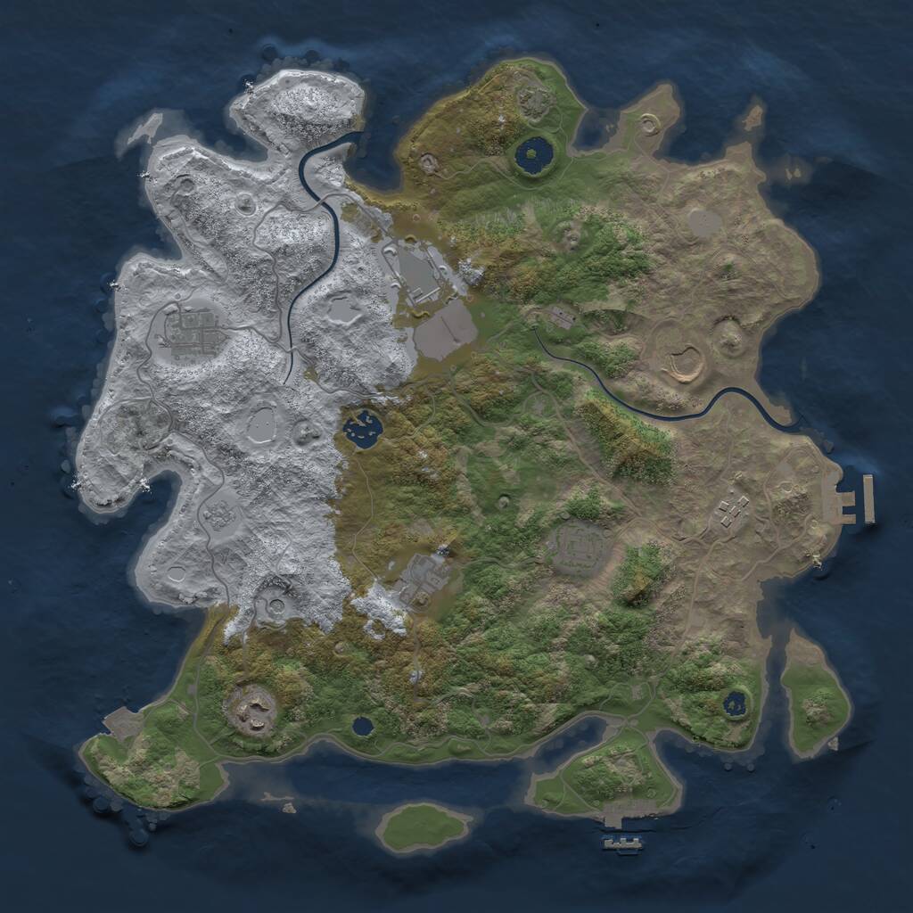 Rust Map: Procedural Map, Size: 3800, Seed: 23544632, 14 Monuments