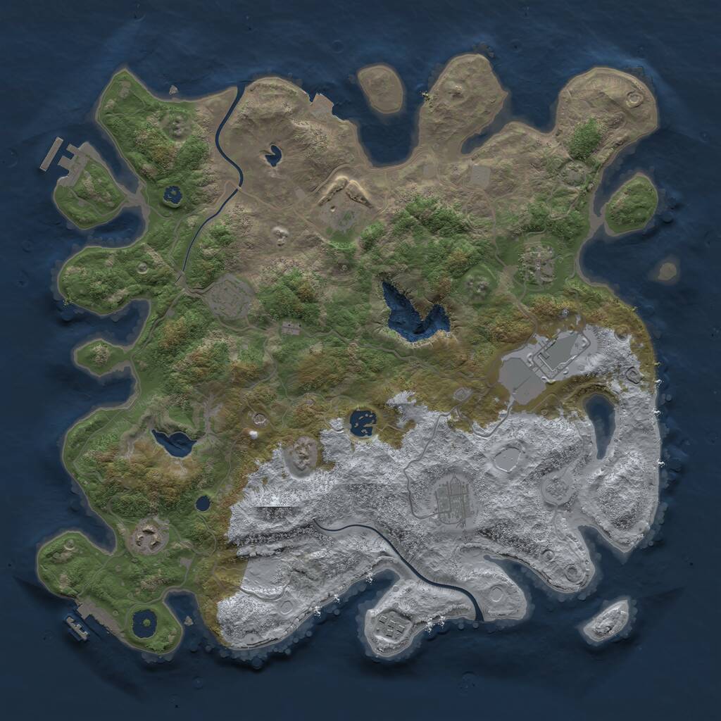 Rust Map: Procedural Map, Size: 4000, Seed: 876099954, 14 Monuments