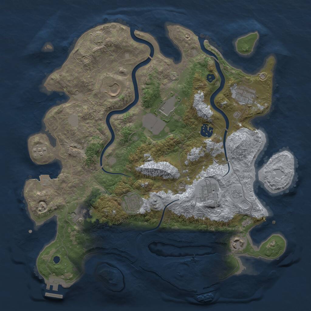 Rust Map: Procedural Map, Size: 3600, Seed: 2005, 15 Monuments