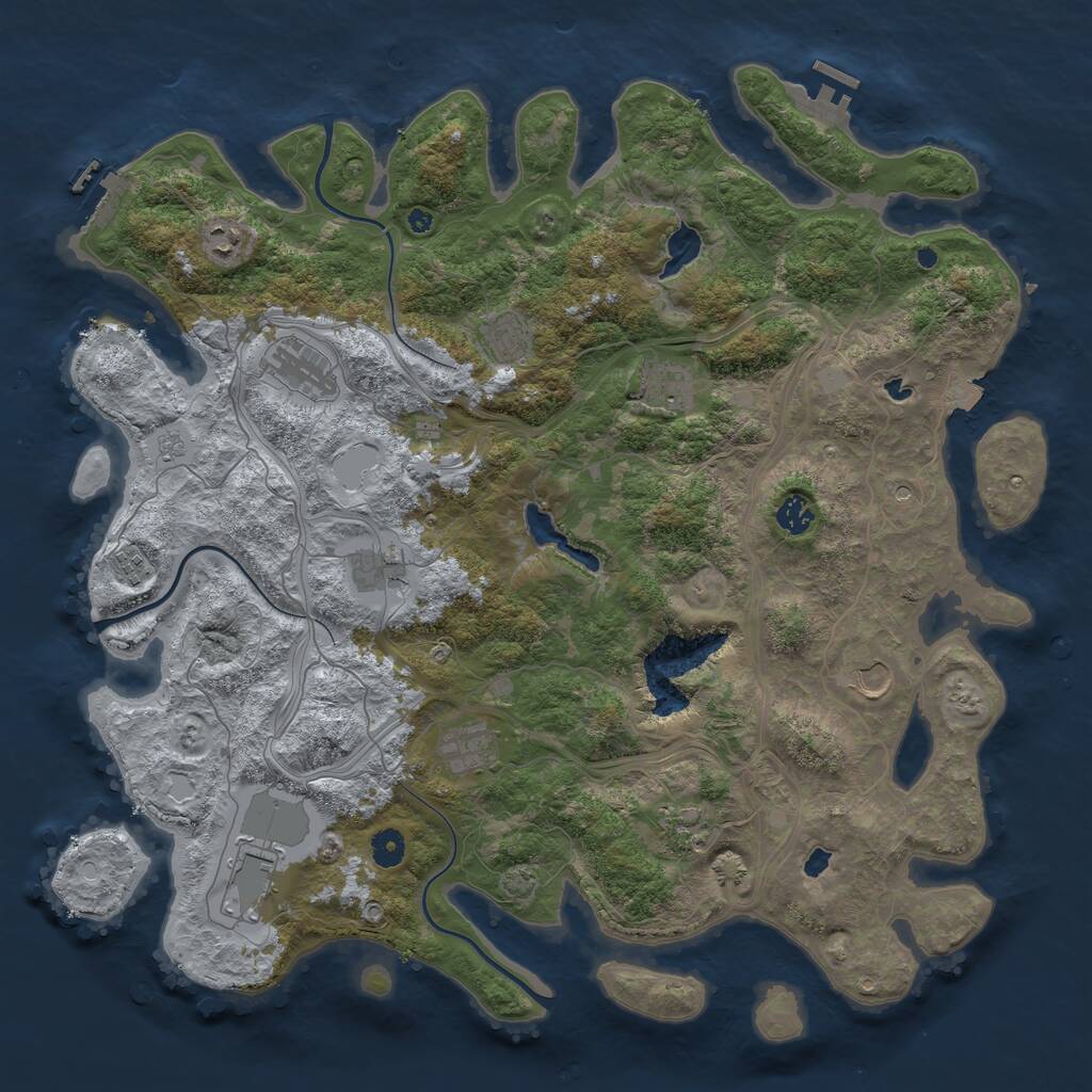 Rust Map: Procedural Map, Size: 4500, Seed: 1563494107, 17 Monuments