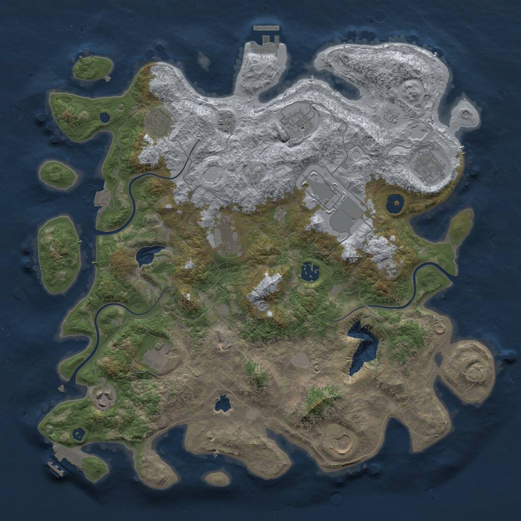 Rust Map: Procedural Map, Size: 4070, Seed: 1962951407, 16 Monuments
