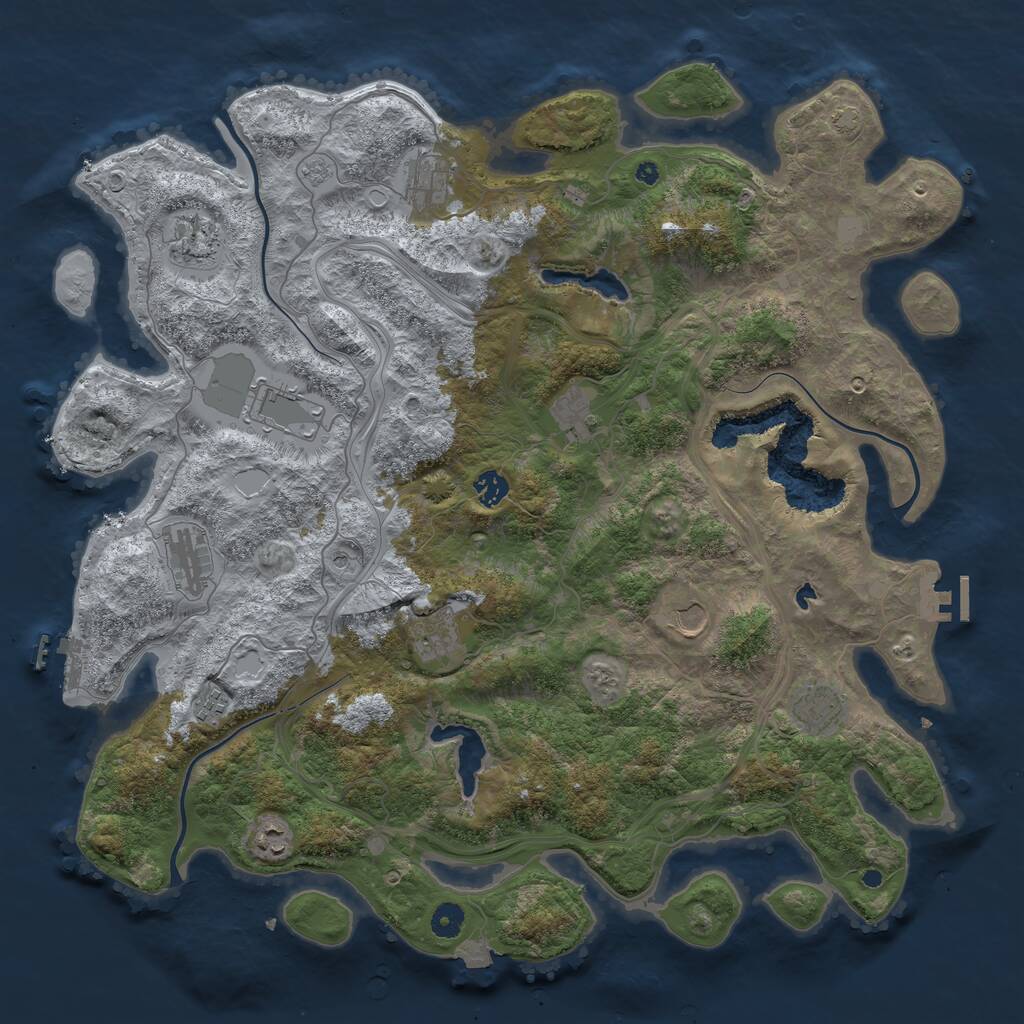 Rust Map: Procedural Map, Size: 4500, Seed: 87624, 17 Monuments