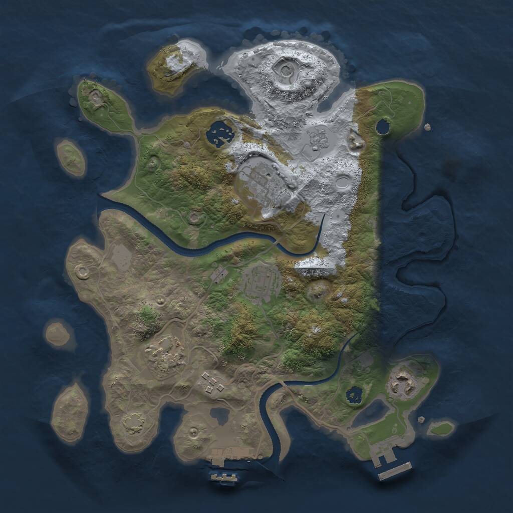 Rust Map: Procedural Map, Size: 3000, Seed: 8011, 12 Monuments