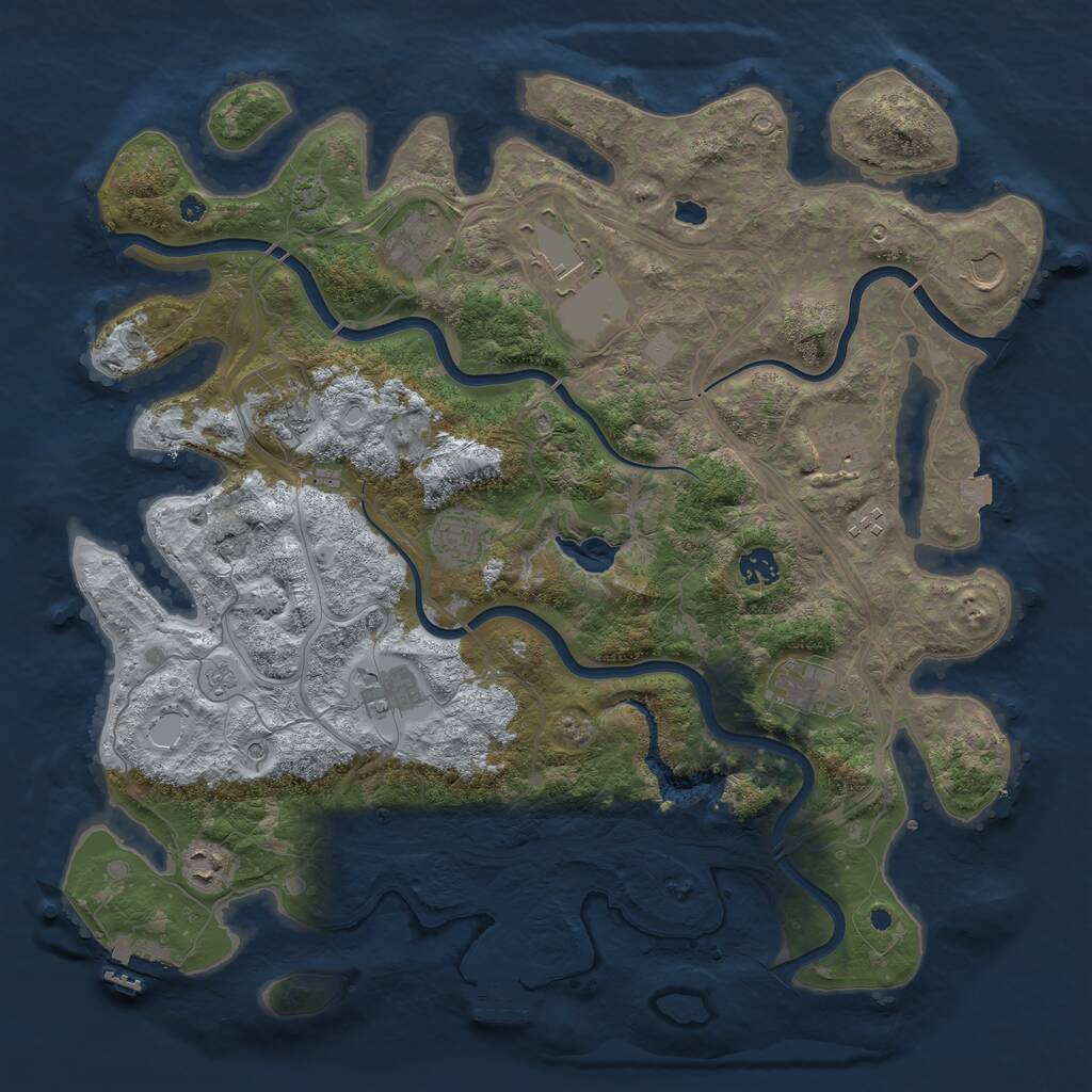 Rust Map: Procedural Map, Size: 4250, Seed: 372947495, 17 Monuments