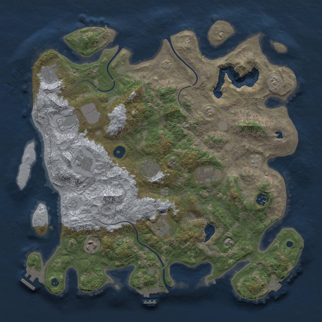 Rust Map: Procedural Map, Size: 4050, Seed: 1937437562, 15 Monuments