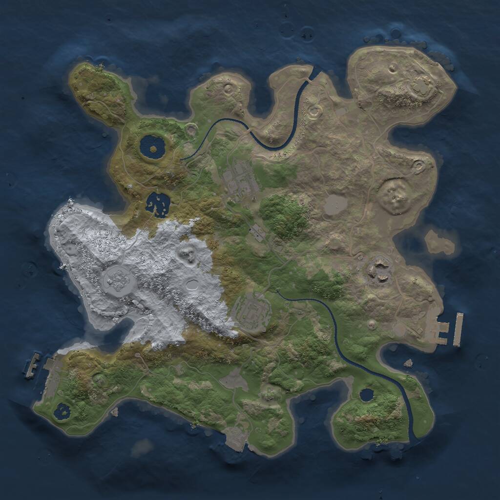 Rust Map: Procedural Map, Size: 3000, Seed: 865388, 9 Monuments