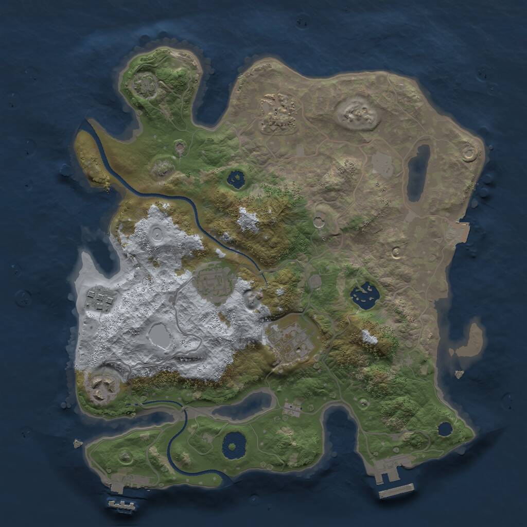 Rust Map: Procedural Map, Size: 3000, Seed: 1118251693, 11 Monuments